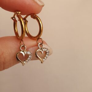 Argollas Corazon Brillante 3CM